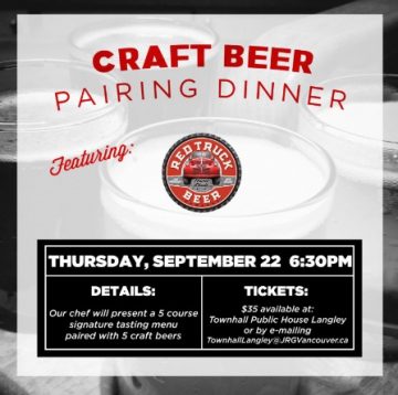 Townhall Langley & Red Truck Beer Pair Up A 5 Course Craft Beer Pairing Dinner, September 22nd 2016 (1)